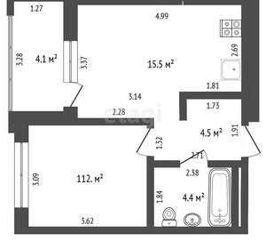 1-к квартира, вторичка, 35м2, 12/16 этаж