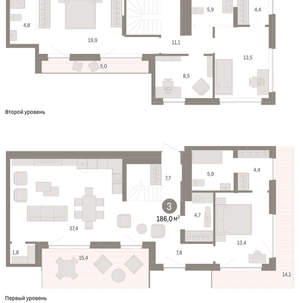 3-к квартира, вторичка, 186м2, 8/8 этаж