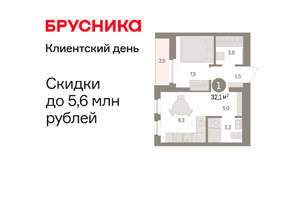 1-к квартира, вторичка, 32м2, 6/16 этаж