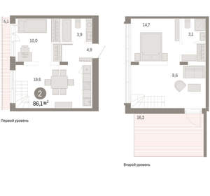 2-к квартира, вторичка, 86м2, 7/16 этаж