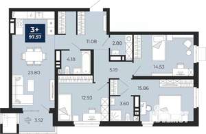 3-к квартира, вторичка, 98м2, 5/24 этаж