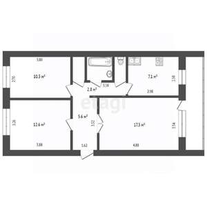 3-к квартира, вторичка, 61м2, 5/5 этаж
