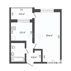 1-к квартира, вторичка, 33м2, 2/4 этаж