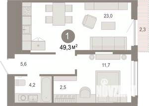 1-к квартира, вторичка, 49м2, 4/17 этаж