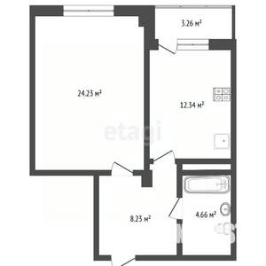 1-к квартира, вторичка, 49м2, 12/20 этаж