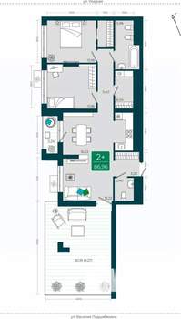 2-к квартира, сданный дом, 87м2, 23/23 этаж