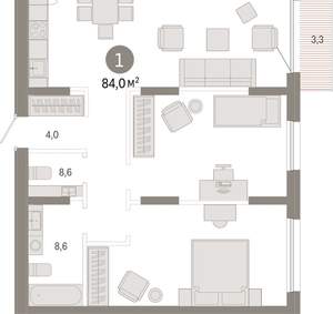 1-к квартира, вторичка, 84м2, 3/17 этаж