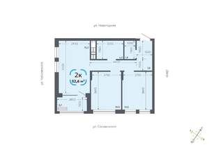2-к квартира, вторичка, 53м2, 13/16 этаж