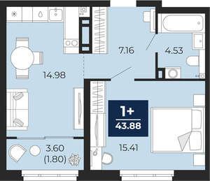 1-к квартира, вторичка, 44м2, 16/21 этаж
