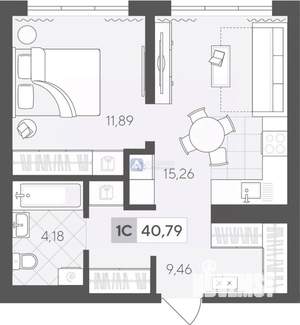 1-к квартира, вторичка, 41м2, 17/17 этаж