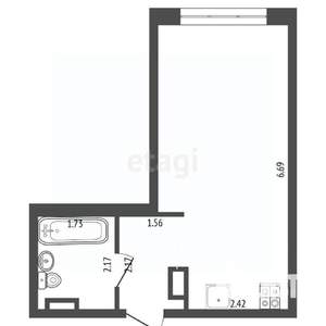 Студия квартира, вторичка, 26м2, 1/4 этаж