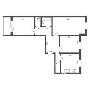3-к квартира, вторичка, 66м2, 1/5 этаж
