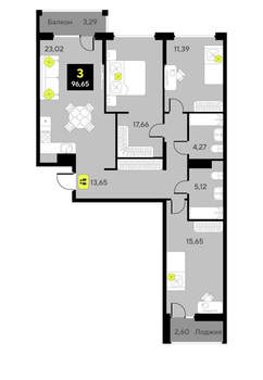 3-к квартира, вторичка, 89м2, 4/9 этаж