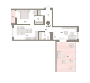 1-к квартира, вторичка, 99м2, 10/10 этаж