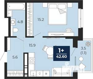 1-к квартира, вторичка, 43м2, 5/14 этаж