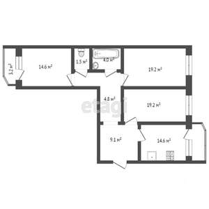 3-к квартира, вторичка, 90м2, 6/12 этаж