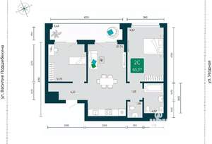 2-к квартира, вторичка, 65м2, 12/12 этаж