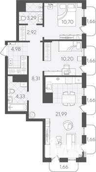 2-к квартира, вторичка, 75м2, 13/24 этаж