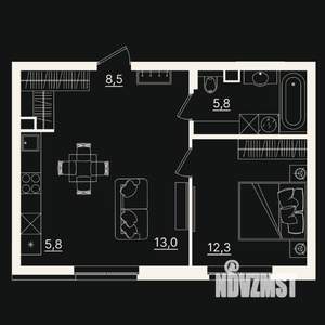 2-к квартира, вторичка, 46м2, 1/7 этаж
