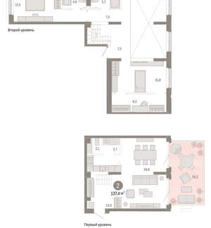2-к квартира, вторичка, 137м2, 2/11 этаж
