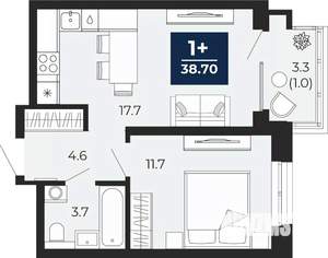 1-к квартира, вторичка, 39м2, 8/14 этаж