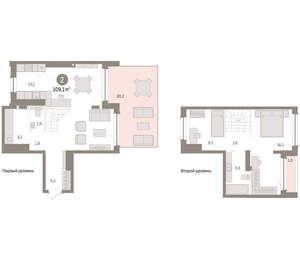 2-к квартира, вторичка, 109м2, 8/8 этаж