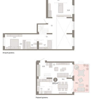 2-к квартира, вторичка, 137м2, 2/11 этаж