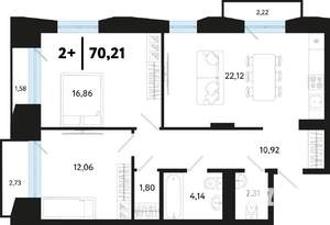 3-к квартира, вторичка, 70м2, 5/16 этаж