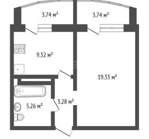 1-к квартира, вторичка, 37м2, 1/14 этаж