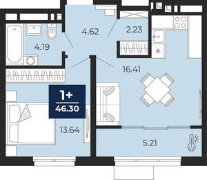 1-к квартира, вторичка, 46м2, 5/24 этаж