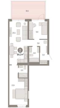 2-к квартира, вторичка, 84м2, 2/8 этаж