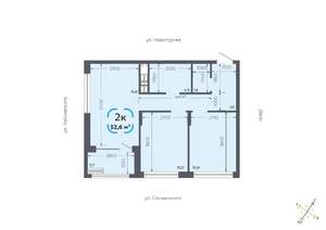 2-к квартира, вторичка, 53м2, 16/16 этаж