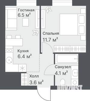 1-к квартира, вторичка, 32м2, 5/14 этаж