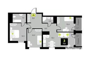3-к квартира, вторичка, 73м2, 9/23 этаж