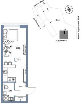Студия квартира, вторичка, 30м2, 2/16 этаж