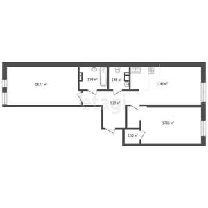 2-к квартира, вторичка, 70м2, 10/13 этаж