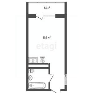 Студия квартира, вторичка, 21м2, 16/19 этаж