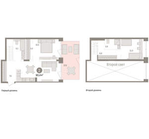 2-к квартира, вторичка, 90м2, 1/8 этаж