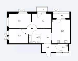 3-к квартира, вторичка, 85м2, 23/24 этаж
