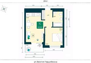 1-к квартира, вторичка, 41м2, 6/7 этаж