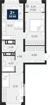 2-к квартира, вторичка, 60м2, 10/22 этаж