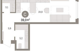 Студия квартира, вторичка, 39м2, 7/16 этаж