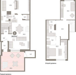 2-к квартира, вторичка, 163м2, 1/8 этаж