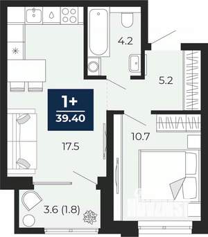 1-к квартира, вторичка, 39м2, 15/25 этаж