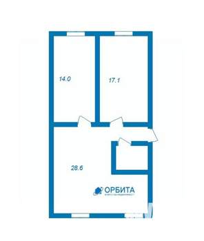 2-к квартира, вторичка, 62м2, 1/5 этаж