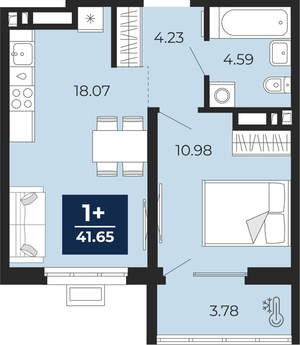 1-к квартира, вторичка, 42м2, 2/24 этаж