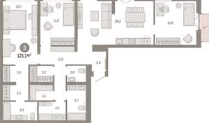 3-к квартира, вторичка, 125м2, 4/16 этаж