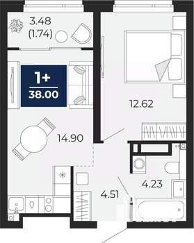 1-к квартира, вторичка, 40м2, 15/23 этаж