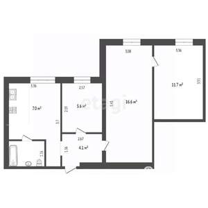 3-к квартира, вторичка, 50м2, 1/9 этаж