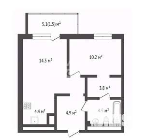 1-к квартира, вторичка, 42м2, 3/25 этаж